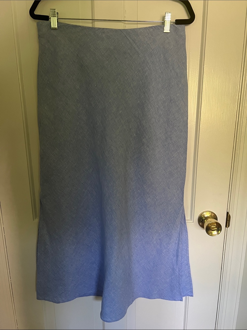 J Crew Light Blue Linen A-Line Midi Skirt - Classic Women's Skirt